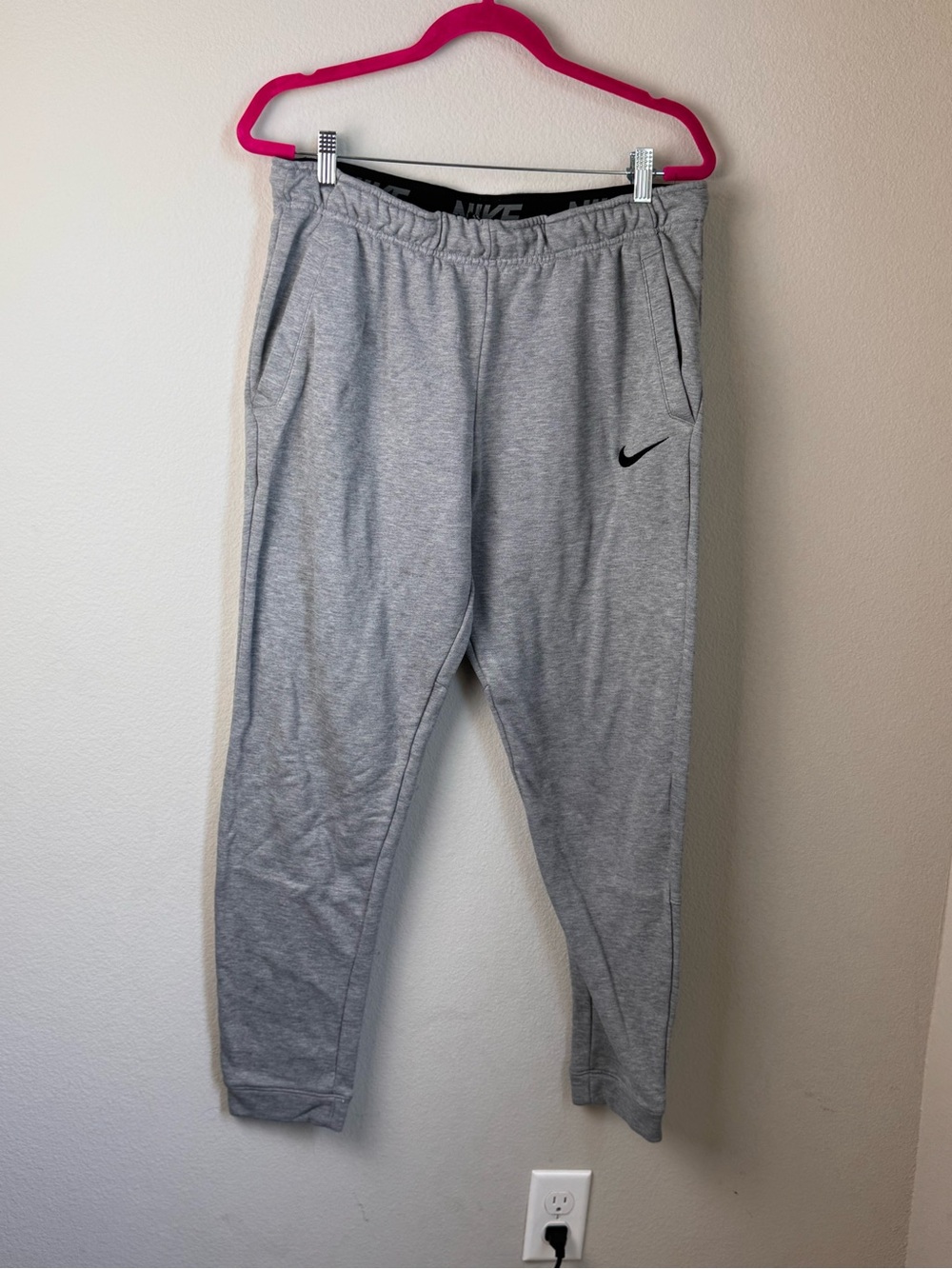 Nike Light Gray Joggers with Black Swoosh